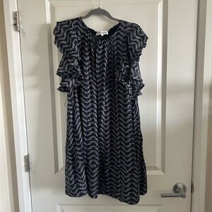 A Piece Apart 100% Silk Knee Length Size 10 Ruffle Sleeve Self Tie Dre…